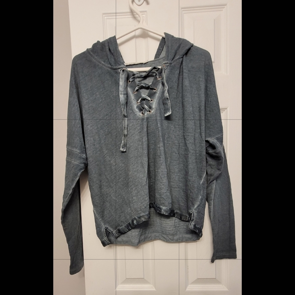 nile atelier lace up velour hoodie